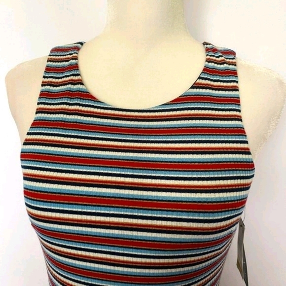 BCX Red White Blue Asymmetrical Hem Stripe Dress - Picture 3 of 16